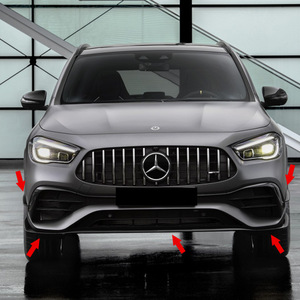 Amp-Z Front Bumper Canard Kit For Mercedes-Benz GLA-Class H247 GLA200 GLA35 GLA45 AMG Sport Edition Piano Black Plastic - Product Image 2