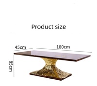 Ensemble de table à manger de luxe avec base en cuivre et laiton doré, plateau en bois de qualité supérieure, mobilier de salle à manger moderne pour projet de villa