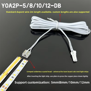 2Pin Solderless <b>LED</b> <b>Strip</b> Connector <b>12V</b> 24V Transparent PC COB SMD Dupont Adapter for 8mm 10mm Gapless Crystal Cable - Product Image 3