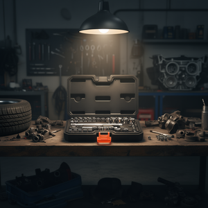 Kit d'outils mécaniques 27 pièces 1/4 pouce SAE/Métrique en acier allié Cr-V pour réparation automobile, avec jeu de douilles, cliquet et rallonge de clé - Product Image 2