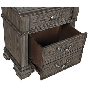 DB Modern Satin Knickel Knobs and Pulls Mesita de noche de panel de madera maciza en color gris para dormitorio u hogar para uso en apartamentos - Product Image 4