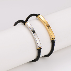 <span class=keywords><strong>Bracelet</strong></span> en cuir simple avec fermoir <span class=keywords><strong>magnétique</strong></span> en acier inoxydable personnalisable pour gravure au laser - Product Image 2