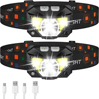 Torcia frontale COB LED ricaricabile, impermeabile, con sensore di movimento, per campeggio, corsa, escursionismo, pesca.