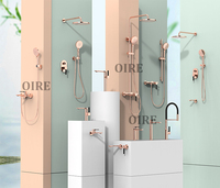 Ensemble de robinetterie de douche murale encastrée Oire Luxury Rose Gold, système de pluie, en laiton poli, doux pour les hôtels et appartements