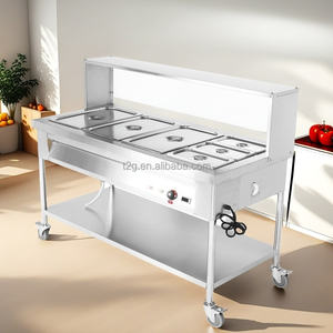 Leegin Commercial Buffet Bain Marie <b>Food</b> <b>Warmer</b> Electric Steam Heater Glass Guard Wheels Energy Saving Mode 60-80C Temperature - Product Image 1