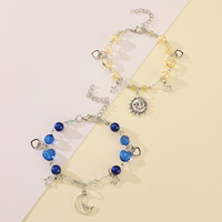 Nuevo Conjunto de Pulseras de Cuentas Coloridas de Estilo Punk, 2 Piezas, Pulsera de Plata con Notas Musicales, Estrellas, Sol y Luna para Mujer, Regalo de Joyería para Mejor Amiga