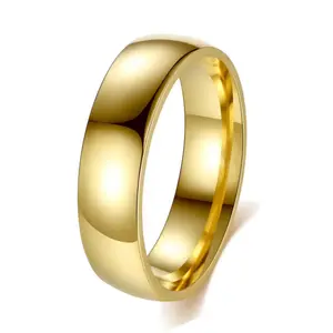 Cincin Wanita Perhiasan Aliansi Pernikahan Tungsten Carbide Warna Emas Cincin