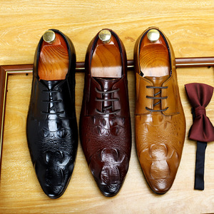 Chaussures en cuir de luxe haut de gamme pour hommes, style Oxford anglais à trois points, formelles, à lacets, légères - Product Image 2