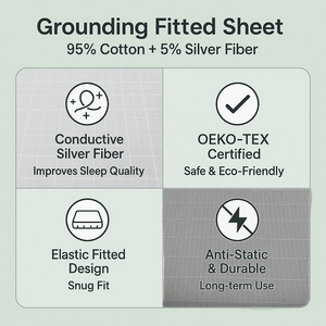 Feuilles de mise à la terre et de mise à la terre grises | 95% coton + draps housse argentés 5%, élimine l'électricité statique, améliore le sommeil et réduit l'inflammation - Product Image 5