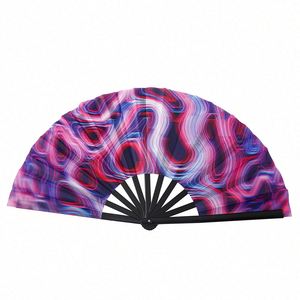 Éventails à cils portatifs en bambou, style japonais, motif vague, personnalisables, vente en gros - Product Image 2