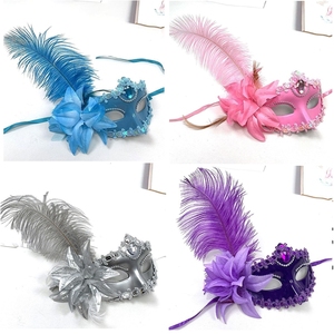 Masques pour les yeux et masques faciaux avec fleur en plumes pour mariage, anniversaire, Halloween, Noël, Nouvel An, bal <span class=keywords><strong>de</strong></span> promo, mascarade, fête, cadeau - Product Image 3