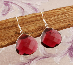 Piedra de corazón facetada de cuarzo de rubelita natural, pendiente de rubelita hecha a mano de Plata de Ley 925 para mujer - Product Image 1