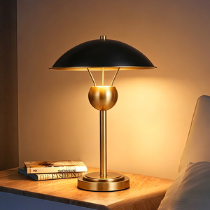 Copper Modern <b>LED</b> <b>Table</b> Lamp Dimmable Reading <b>Lighting</b> Minimalist Gold with Mushroom Dome Lampshade for Bedroom Living Room - Product Image 1