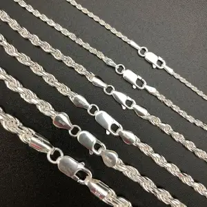 3mm 5mm 6mm 7mm 8mm 14mm 18mm 20mm 925 Silver Cuban Link Chain 925 Sterling Silver Italy Rope Necklace For Men Women