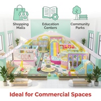 Área de Juegos Interior para Niños Pequeños MacaronColor, Tobogán Infantil, Piscina de Pelotas, Tienda Simulada, Vinilo Residencial ISO9001