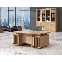 Meubles de bureau de luxe, table de direction en bois, bureau de PDG, bureau de gestionnaire, bureau exécutif avec armoire à dossiers