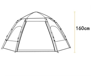 Black Customizable 6-8 Person Four-Season Oxford Hexagonal Camping <strong>Tent</strong> with Quick Setup Windproof &amp; UV Protection - Product Image 5