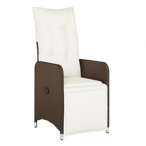 Sedia da Giardino Reclinabile in Rattan PE Marrone con Telaio in Acciaio Verniciato a Polvere, Reclinazione Manuale, Seduta per Esterni - Product Image 1