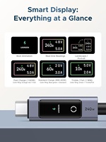 Kabel USB C ke C UGREEN Nexode 240W dengan Layar TFT Pintar 6.6ft, Putar dengan Sentuhan, Kabel Data USB C Berbahan Nilon Kepang untuk iPhone 18 17
