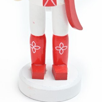 Jolik Lot de 5 figurines décoratives de Noël en bois de qualité supérieure, Casse-noix à bouche ouvrante, pour sapin et table, Rouge et Blanc