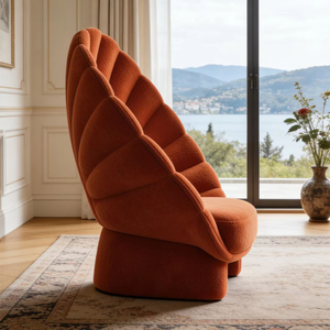Fauteuil Coquille Moderne de Luxe en Velours, Mobilier de Salon Nordique, Canapé <span class=keywords><strong>d</strong></span>'<span class=keywords><strong>Appoint</strong></span> Festonné, Chaise Longue Occasionnelle Monoplace - Product Image 5