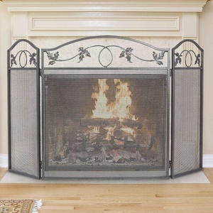 59X29in interior 3 Panel de Metal chispas chimenea paneles chimenea pantalla con cubierta de malla de fuego lugar <span class=keywords><strong>cerca</strong></span>. - Product Image 6