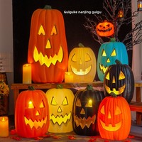 Lanterne citrouille d'Halloween lumineuse et ajourée en plastique de 16 pouces pour vitrines de centres commerciaux et décoration de scènes