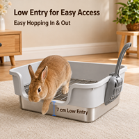 Bac à litière extra large en acier inoxydable pour lapin, pour la maison des animaux de compagnie