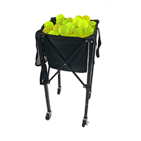 Panier de trémie de balle de tennis portable, chariot de balle de tennis léger, caddie de pickleball de balle de tennis de baseball à roues en alliage d'aluminium
