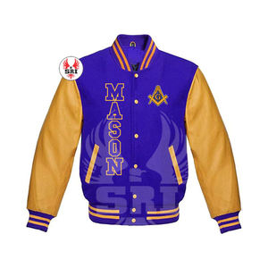 Chaqueta Masónica de Maestro Masón, Chaqueta Universitaria Personalizada |   Chaqueta Universitaria Masónica de Lana con Mangas de Cuero - Product Image 1