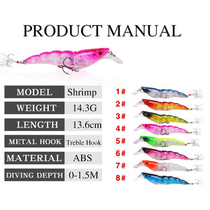 Esca Artificiale a Forma di Gambero 9.5cm/13.6g con Gancio a Piuma e Scanalatura Sanguigna, Simulazione Realistica per <span class=keywords><strong>Pesca</strong></span> in Acqua Dolce e Salata, Ideale per Carpe - Product Image 4