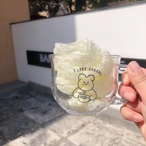 SYL ถ้วยน้ำดื่มลายการ์ตูนของเด็กผู้หญิง,แก้วนมหัวใจน่ารักใส่ของได้เยอะลายหมีข้าวโอ๊ตสไตล์เกาหลีเป็นที่นิยมในอินสตาแกรม - Product Image 5