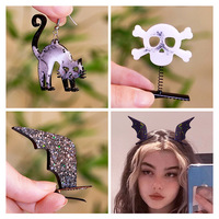 Moule en silicone YS DIY pour colle cristalline, thème Halloween (Toile d'araignée, Fantôme, Crâne, Citrouille), pour la création de boucles d'oreilles, pendentifs, épingles à cheveux et bijoux