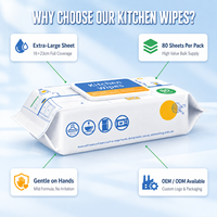 80 lingettes de cuisine grand format, forte action anti-taches d'huile, personnalisables