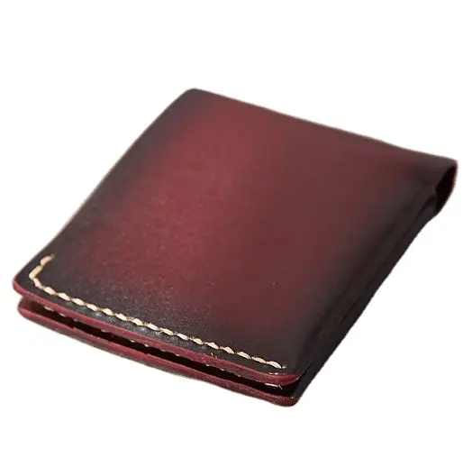 Best Real Dark Red Mens Leather Wallet Card Holder Women Slim Wallet 9098