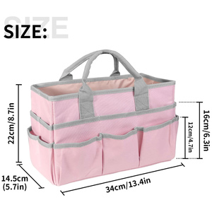 Custom Logo Oxford Craft Organizer Tote Bag Art Caddy Handles Foldable Multi-functional Storage for Sewing <b>Scrapbooking</b> Supplies - Product Image 2
