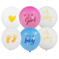 Ballons en latex biodégradables de haute qualité pour fête de révélation du sexe du bébé avec confettis bleus et roses, ballons garçon fille
