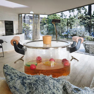 Olla de Cocina de Vidrio Transparente de Borosilicato de Alta Resistencia al Calor, con Asas de Madera, Capacidad de 3-4L, Moderna, Apta para Cocina de Inducción, Venta al por Mayor - Product Image 4