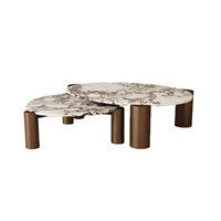 Table basse Calcutta Viola OEM, table basse moderne à poser l'une sur l'autre, aspect marbre, table d'appoint pour canapé