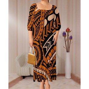 Abito Lungo Elegante da Donna Taglia Grande 8XL con Maniche a Sbuffo Stile Polinesiano Hawaii per Feste - Product Image 2