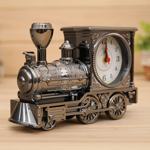 Reloj Despertador Creativo Estilo Locomotora Antigua, Negro, Plateado, Bronce, Movimiento de Segundos Saltantes, Reloj de Escritorio, Regalo de Cumpleaños - Product Image 1