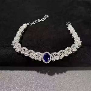 Edinburgh Holiday 18K Massivgold Kultiviertes Saphir-Armband mit Spitzenmuster, Verstellbares Design für Damen, Luxuriöses Geschenk, Elegant - Product Image 1