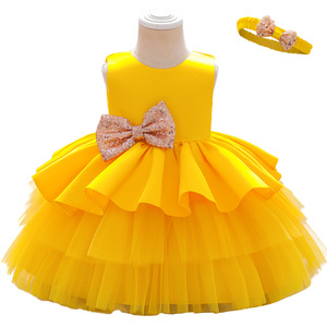 Abiti Eleganti per Bambine di 3 Anni, 6 Colori Assortiti, Vendita all'Ingrosso, Ricamati con Volant Rossi per Feste - Product Image 3