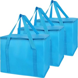 Sac de courses réutilisable personnalisé avec logo imprimé, coloré, écologique, non tissé, isotherme, avec fermeture éclair pour aliments - Product Image 1