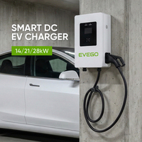 EVEGO Nueva Estación de Carga Rápida DC para Exteriores de 28KW CCS1/GBT, 240V Monofásica, OCPP 2.0.1, RFID, 4G, IP55, Cargador de Vehículos Eléctricos de Montaje en Pared
