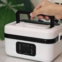 Kotak Makan Listrik Tanpa Kabel 4000mAh Baterai USB-C Isi Ulang 60W Pemanasan Cepat 6 Tingkat Suhu 1L Kompatibel dengan Mobil