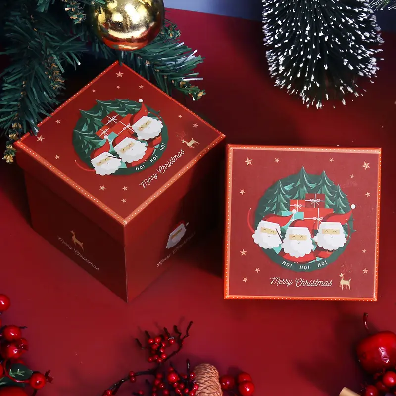 Christmas Nesting Gift Boxes Elegant and Fun Santa Designs Hard Christmas Boxes Perfect for Wrapping Presents or Xmas Decor