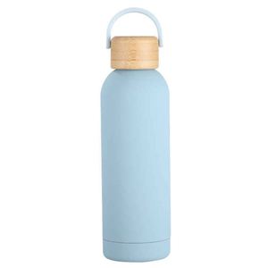 Minimalist Stainless Steel Vacuum <b>Flask</b> With Wooden Lid And Handle For Travel - Product Image 4