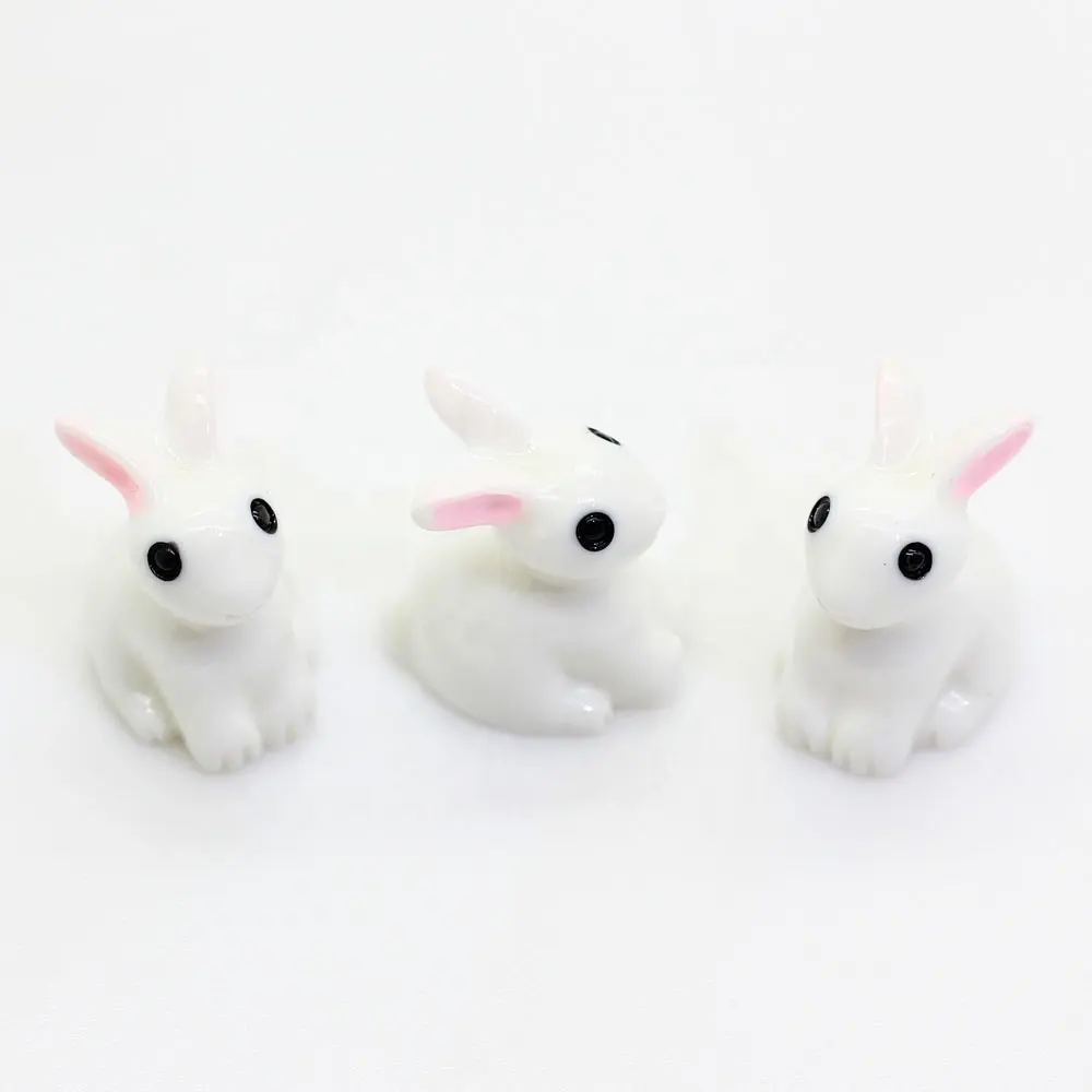 100pcs 3D Mini Rabbit Animal Miniature Fairy Garden Decoration Doll House Terrarium Decor Ornament Toys Micro Landscape Ornament