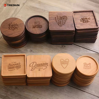 Posavasos de madera natural personalizados con grabado láser, de nogal, bambú, haya, ébano, en grandes cantidades.
